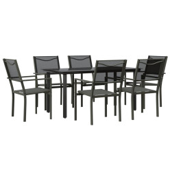 Ensemble à manger de jardin 7 pcs noir textilène et acier