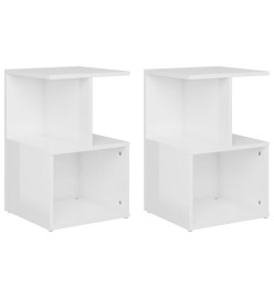 Tables de chevet 2 pcs Blanc brillant 35x35x55 cm Aggloméré