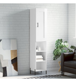 Buffet haut Blanc brillant 34,5x34x180 cm Bois d'ingénierie