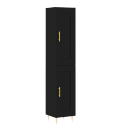 Buffet haut Noir 34,5x34x180 cm Bois d'ingénierie