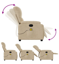 Fauteuil inclinable de massage crème tissu microfibre