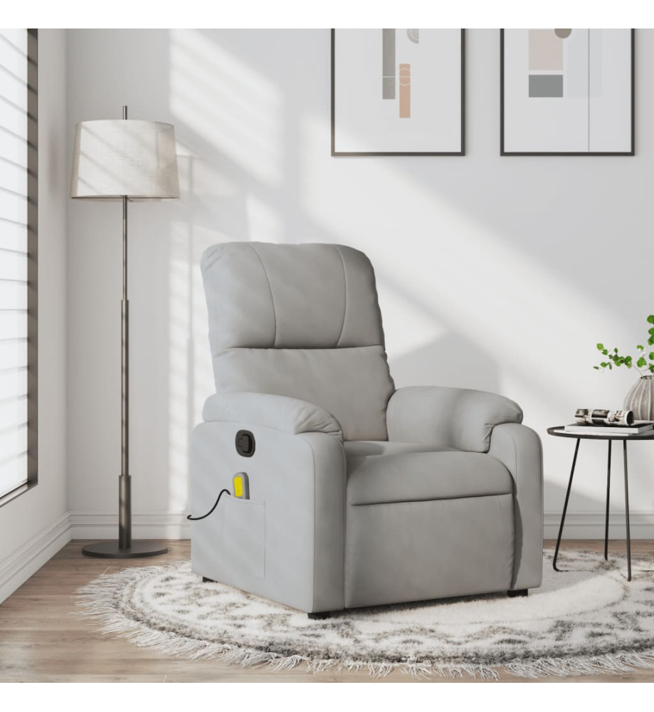 Fauteuil inclinable de massage gris clair tissu microfibre