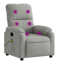 Fauteuil inclinable de massage gris clair tissu microfibre