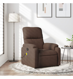 Fauteuil inclinable de massage marron tissu microfibre