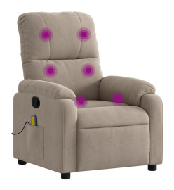 Fauteuil inclinable de massage taupe tissu microfibre