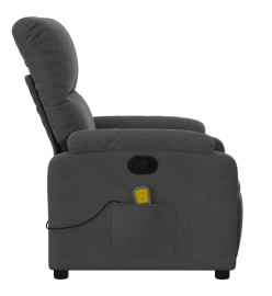 Fauteuil inclinable de massage gris foncé tissu microfibre