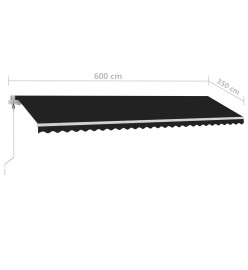 Auvent automatique capteur de vent et LED 600x350 cm Anthracite