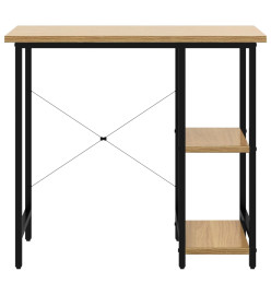 Bureau d'ordinateur Noir et chêne clair 80x40x72cm MDF et métal