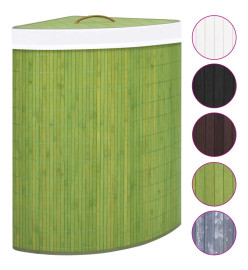 Panier à linge d'angle Bambou Vert 60 L