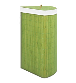 Panier à linge d'angle Bambou Vert 60 L