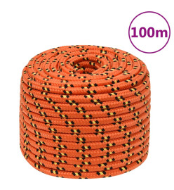 Corde de bateau Orange 14 mm 100 m Polypropylène