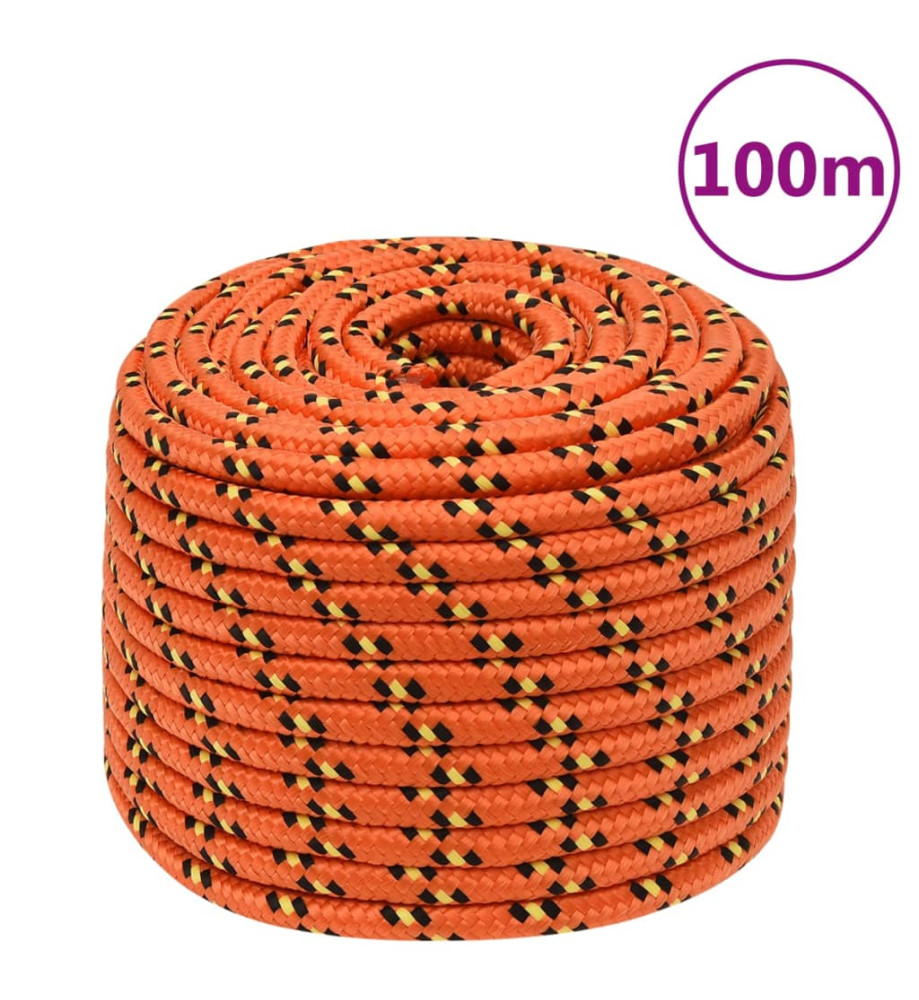 Corde de bateau Orange 12 mm 100 m Polypropylène