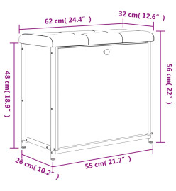 Banc à chaussures tiroir rabattable chêne sonoma 62x32x56 cm