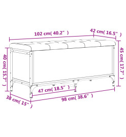 Banc de rangement chêne marron 102x42x45 cm bois d'ingénierie