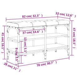 Banc à chaussures chêne sonoma 82x32x47 cm bois d'ingénierie