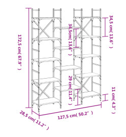 Bibliothèque sonoma gris 127,5x28,5x172,5 cm bois d'ingénierie