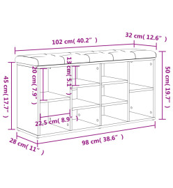 Banc à chaussures chêne fumé 102x32x50 cm bois d'ingénierie