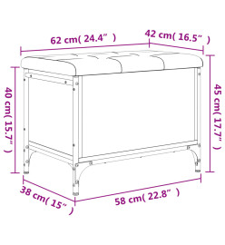 Banc de rangement sonoma gris 62x42x45 cm bois d'ingénierie