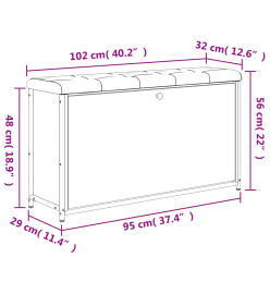 Banc à chaussures tiroir rabattable chêne brun 102x32x56 cm