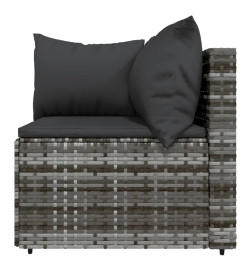 Salon de jardin 3 pcs avec coussins Gris Résine tressée