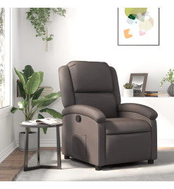 Fauteuil inclinable marron foncé cuir véritable