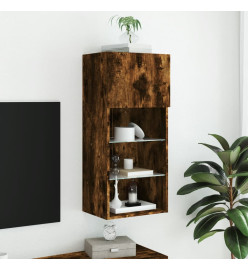 Meuble TV avec lumières LED chêne fumé 40,5x30x90 cm