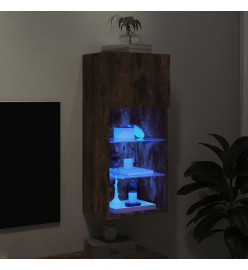 Meuble TV avec lumières LED chêne fumé 40,5x30x90 cm