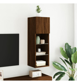 Meuble TV avec lumières LED chêne marron 30,5x30x90 cm