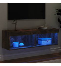 Meuble TV avec lumières LED chêne fumé 100x30x30 cm