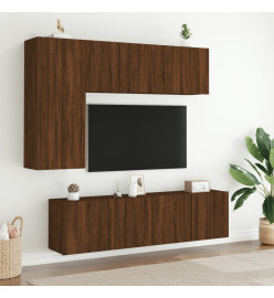 Meuble TV mural chêne marron 60x30x41 cm