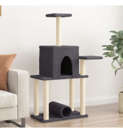 Arbre à chat avec griffoirs en sisal gris foncé 122 cm