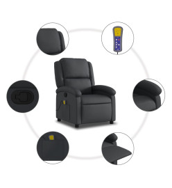 Fauteuil de massage inclinable noir cuir véritable