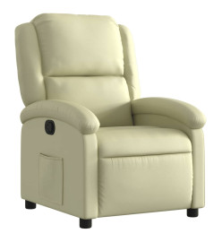 Fauteuil inclinable crème cuir véritable