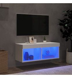 Meuble TV avec lumières LED blanc 80x30x30 cm