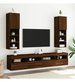 Meuble TV avec lumières LED chêne marron 30,5x30x102 cm