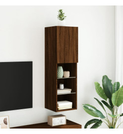 Meuble TV avec lumières LED chêne marron 30,5x30x102 cm