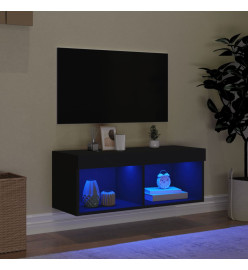 Meuble TV avec lumières LED noir 80x30x30 cm