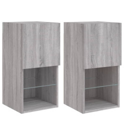 Meubles TV avec lumières LED 2 pcs sonoma gris 30,5x30x60 cm