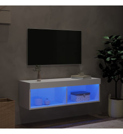 Meuble TV avec lumières LED blanc 100x30x30 cm