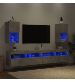 Meubles TV avec lumières LED 2 pcs gris béton 30,5x30x60 cm