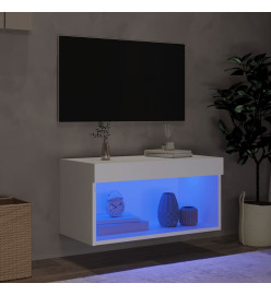 Meuble TV avec lumières LED blanc 60x30x30 cm