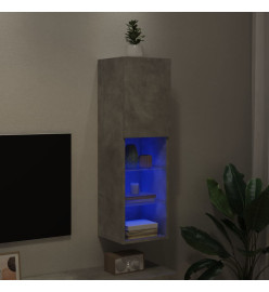 Meuble TV avec lumières LED gris béton 30,5x30x102 cm