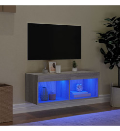 Meuble TV avec lumières LED sonoma gris 80x30x30 cm