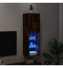 Meuble TV avec lumières LED chêne fumé 30,5x30x102 cm