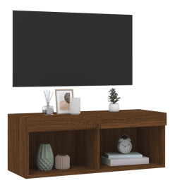 Meuble TV avec lumières LED chêne marron 80x30x30 cm