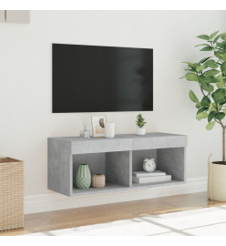 Meuble TV avec lumières LED gris béton 80x30x30 cm