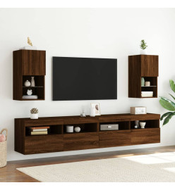 Meubles TV avec lumières LED 2 pcs chêne marron 30,5x30x60 cm