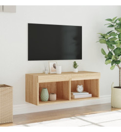 Meuble TV avec lumières LED chêne sonoma 80x30x30 cm