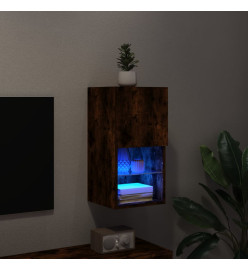 Meuble TV avec lumières LED chêne fumé 30,5x30x60 cm