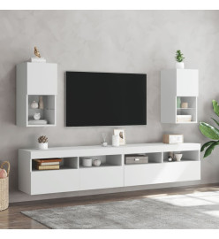 Meubles TV avec lumières LED 2 pcs blanc 30,5x30x60 cm